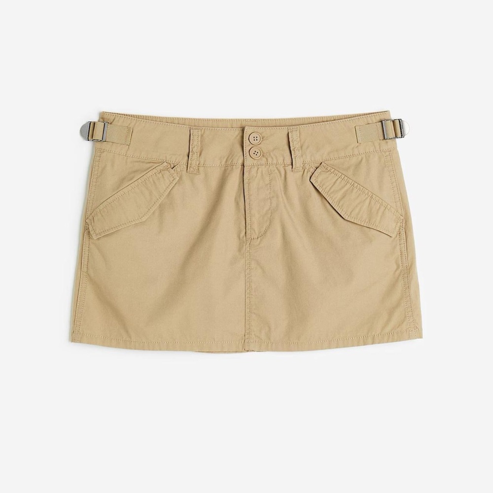 Tan Mini Skirt with Pockets